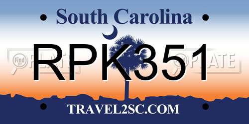RPK351 South Carolina License Plate