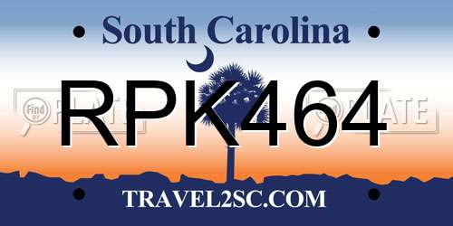 RPK464 South Carolina License Plate