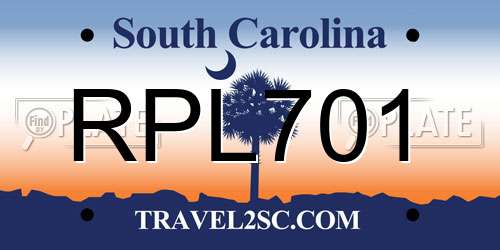 RPL701 South Carolina License Plate