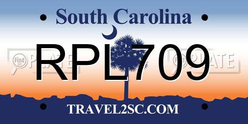 RPL709 South Carolina License Plate