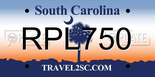 RPL750 South Carolina License Plate
