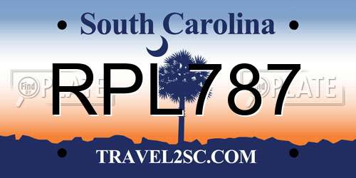 RPL787 South Carolina License Plate