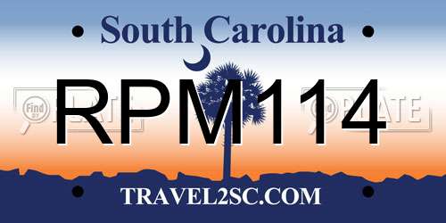 RPM114 South Carolina License Plate