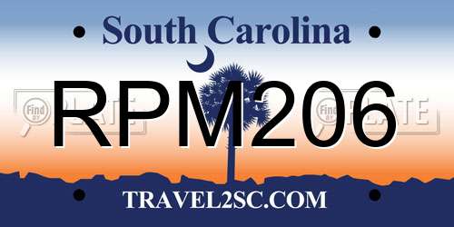 RPM206 South Carolina License Plate