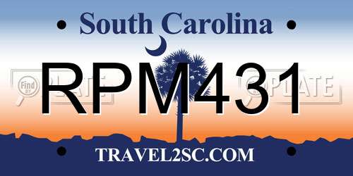 RPM431 South Carolina License Plate