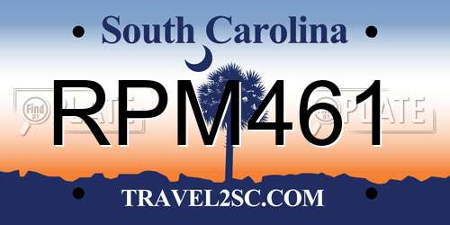RPM461 South Carolina License Plate