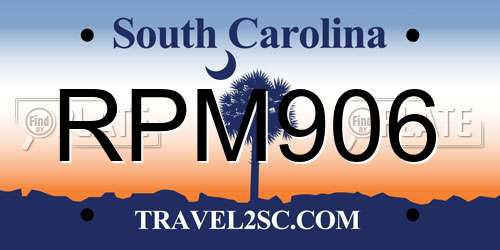 RPM906 South Carolina License Plate