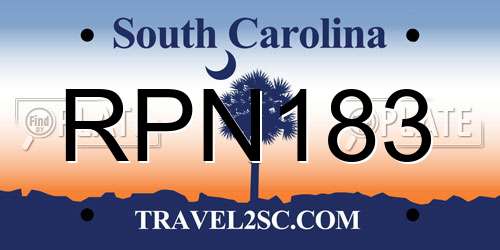 RPN183 South Carolina License Plate