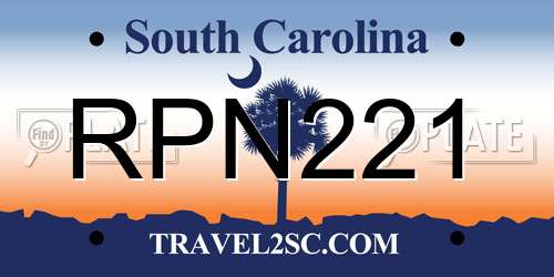 RPN221 South Carolina License Plate
