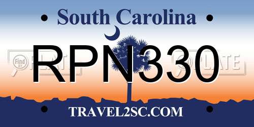 RPN330 South Carolina License Plate