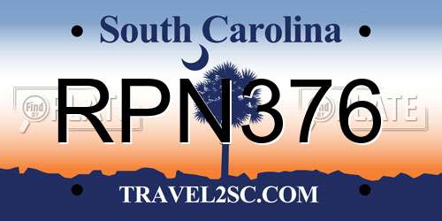 RPN376 South Carolina License Plate