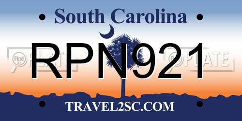 RPN921 South Carolina License Plate