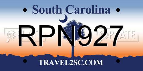 RPN927 South Carolina License Plate