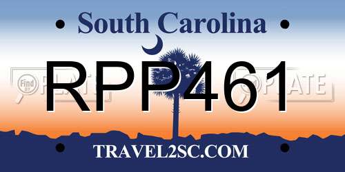 RPP461 South Carolina License Plate