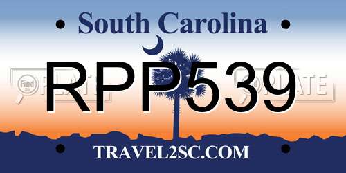 RPP539 South Carolina License Plate