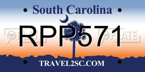 RPP571 South Carolina License Plate