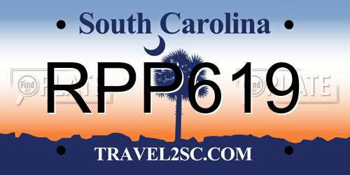 RPP619 South Carolina License Plate