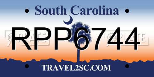 RPP6744 South Carolina License Plate