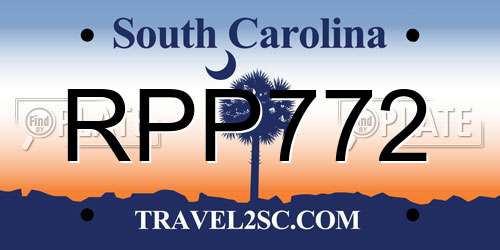 RPP772 South Carolina License Plate