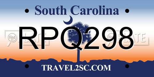 RPQ298 South Carolina License Plate