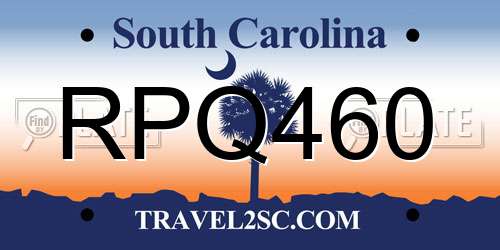 RPQ460 South Carolina License Plate