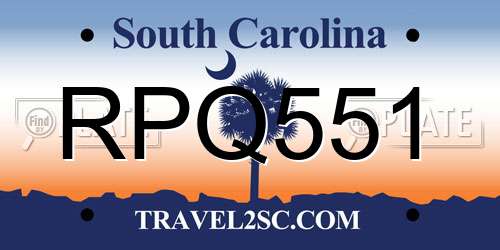 RPQ551 South Carolina License Plate