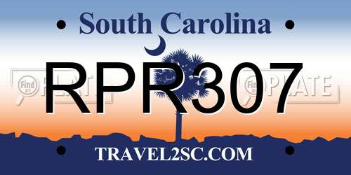 RPR307 South Carolina License Plate