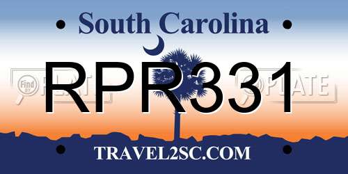 RPR331 South Carolina License Plate