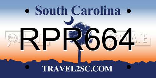RPR664 South Carolina License Plate