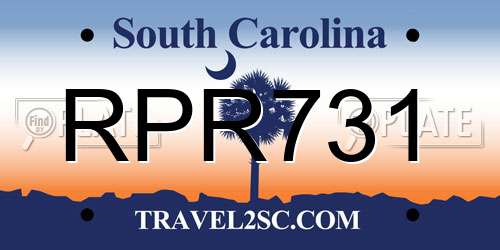 RPR731 South Carolina License Plate