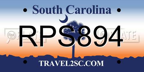 RPS894 South Carolina License Plate