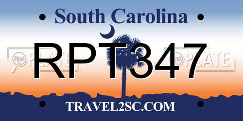 RPT347 South Carolina License Plate