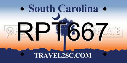 RPT667 South Carolina License Plate