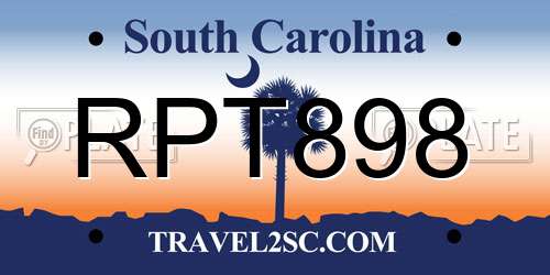 RPT898 South Carolina License Plate