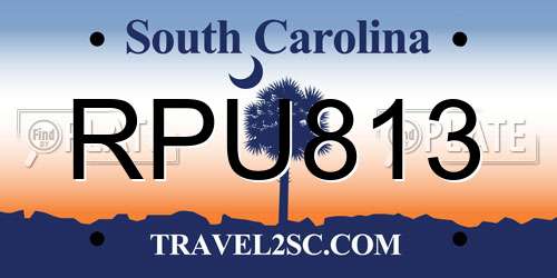 RPU813 South Carolina License Plate