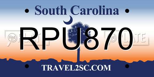RPU870 South Carolina License Plate