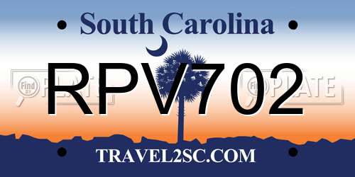 RPV702 South Carolina License Plate