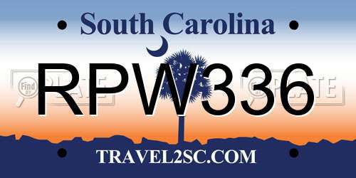 RPW336 South Carolina License Plate