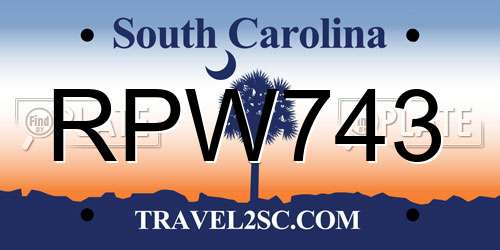 RPW743 South Carolina License Plate
