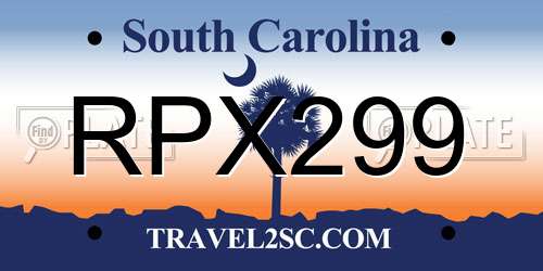 RPX299 South Carolina License Plate