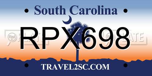 RPX698 South Carolina License Plate