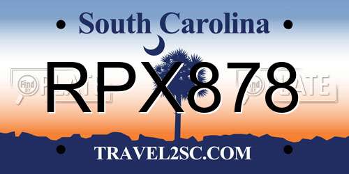 RPX878 South Carolina License Plate