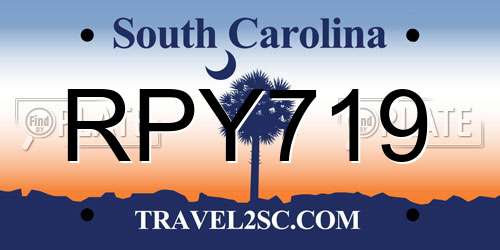 RPY719 South Carolina License Plate