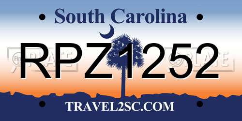 RPZ1252 South Carolina License Plate