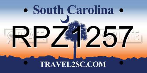 RPZ1257 South Carolina License Plate