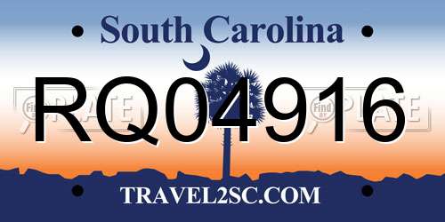 RQ04916 South Carolina License Plate
