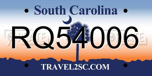 RQ54006 South Carolina License Plate