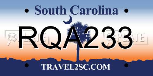 RQA233 South Carolina License Plate