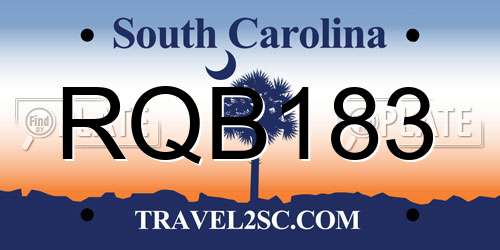 RQB183 South Carolina License Plate