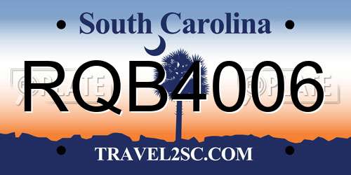 RQB4006 South Carolina License Plate